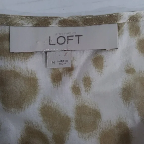 *EUC* Ann Taylor LOFT Cotton Sheer Tan & White Leopard Print Sleeveless Blouse - Picture 6 of 7